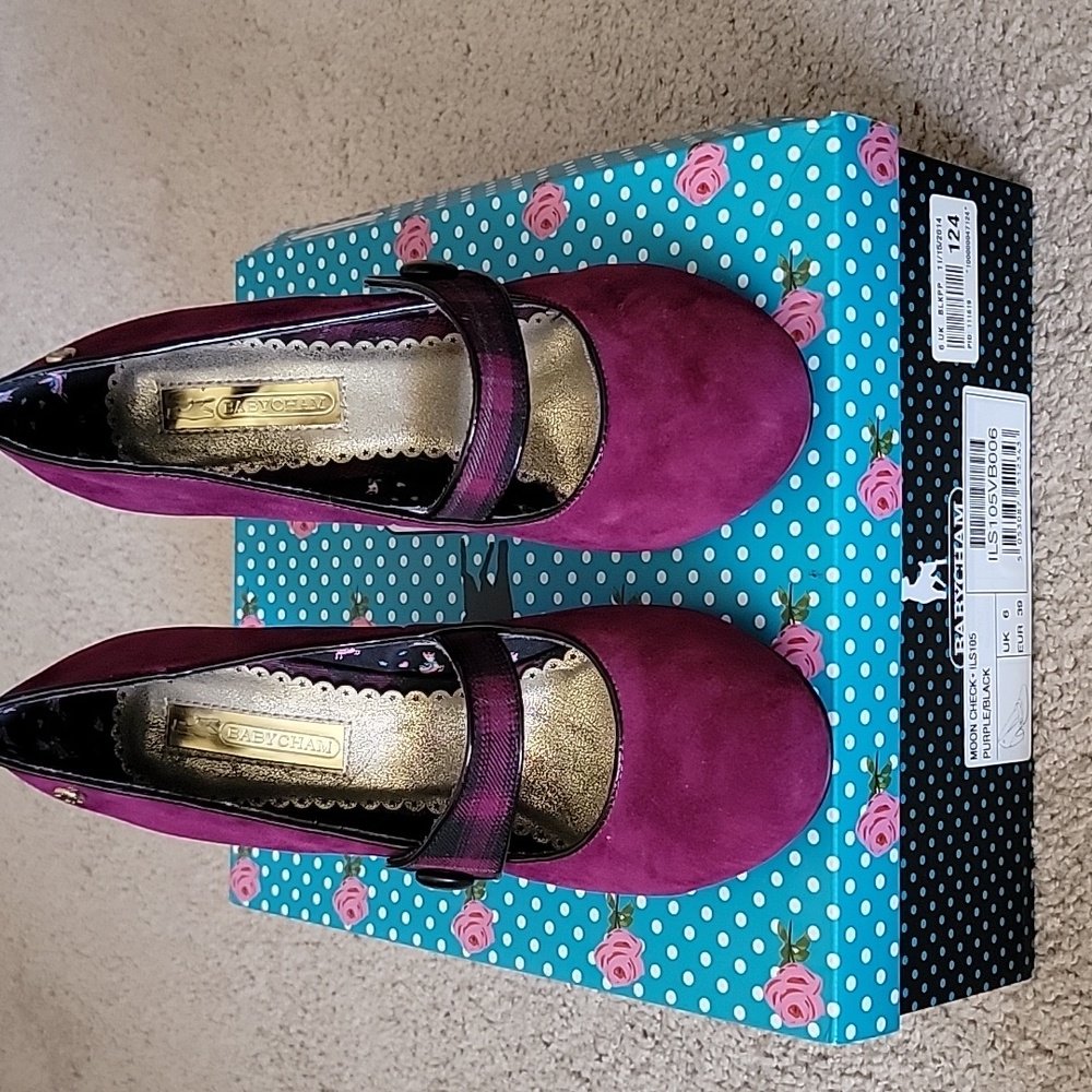 Mary Jane Purple Maroon Heels New